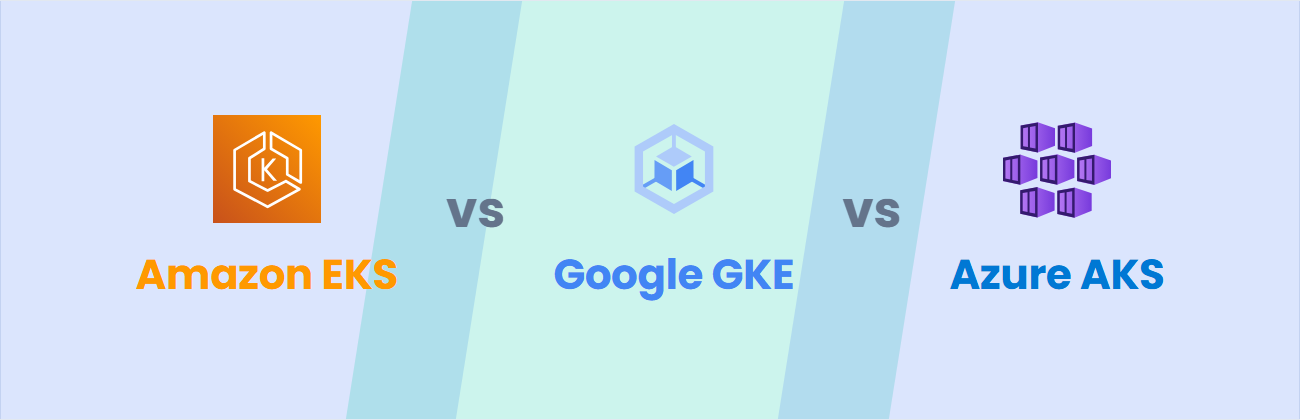 Amazon EKS vs Google GKE vs Azure AKS logo comparison