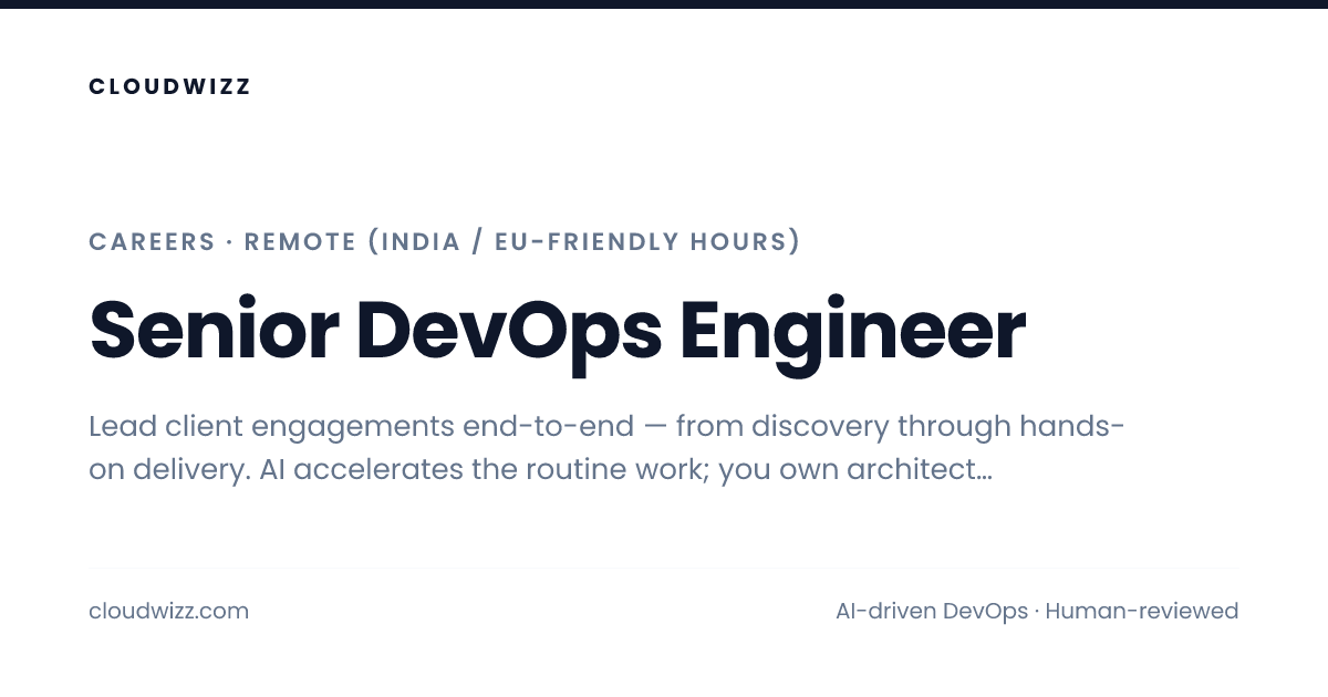 Senior DevOps Engineer at CloudWizz